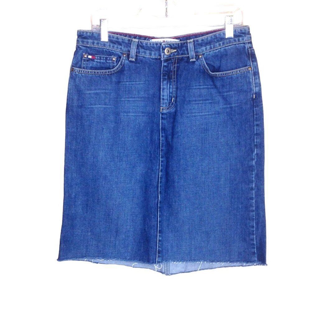 Tommy Hilfiger Jeans Raw Hem Denim Jean Skirt Blue 8